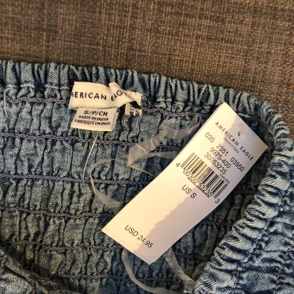 Denim Ruffle Halter Top NWT - Picture 3 of 3